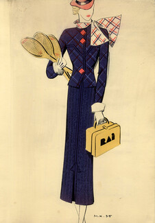 Raimon (Fabric) 1935 Winter Suit & Coat Küss 2 Drawings, 2 pages