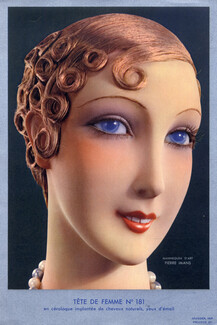 Pierre Imans 1930 Head in Céralaque Hairstyle Woman Art Deco style