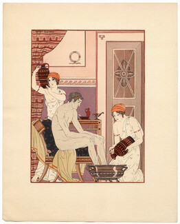 Kuhn-Régnier 1932 Hippocrate, Pochoir n°4, Avoir baigné les jambes...