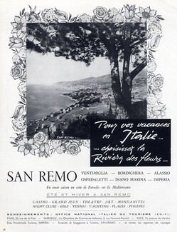 San Remo 1953 Italian Tourisme