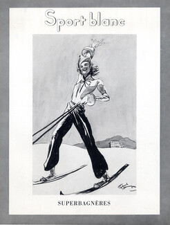 Superbagnères 1937 Winter Sports Skiing, Jean-Gabriel Domergue