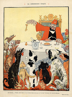 Zou 1908 "La Constitution Turque" Dogs, Hungry, Sultan