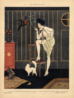 Edouard Touraine 1914 Elegant The Substitutes... Parrot Cat Monkey