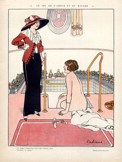 Fabien Fabiano 1912 Attractive Girl in her Bathtub Nude