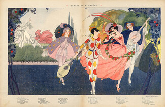Brunelleschi 1913 Dawn Serenade Dancers Musicians Mandolins Pierrot Harlequin