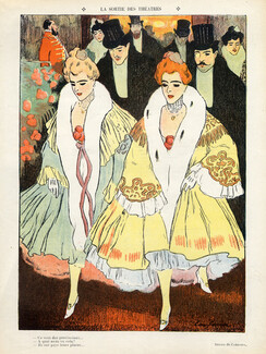 Cardona 1906 "La Sortie des Théatres" Elegants, Fashion Illustration Coats