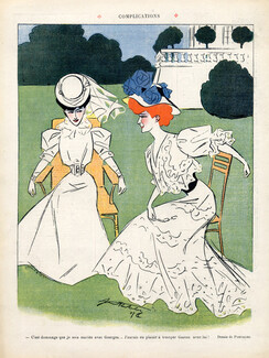Portalez 1907 Elegantes Parisiennes, Fashion Illustration, Summer Dress
