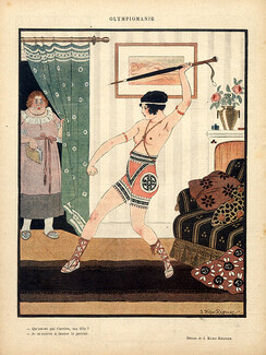 Kuhn-Regnier 1920 Olympiomanie Javelin Topless Greece Costume
