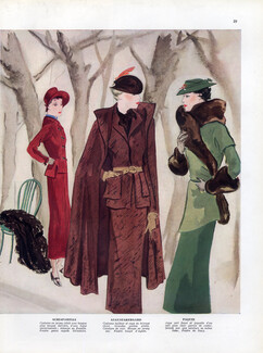 Karsavina 1934 Schiaparelli Augustabernard Paquin Winter Suit Fashion Illustration