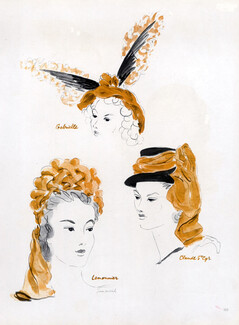 Jean Moral 1945 Hats, Gabrielle, Claude St Cyr, Le Monnier