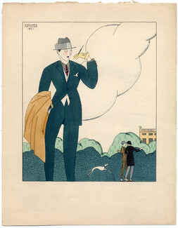 Edouard Halouze 1919 Fashion Man, Sighthound