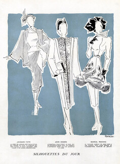 Jacques Fath Jean Desses Marcel Rochas 1947 Reinoso Fashion Illustration