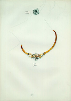 Necklace, Earring (Cartier ?) Glazed photo paper Ref. 1064, 1065 Archive