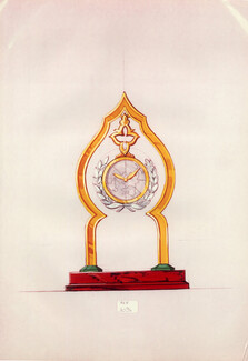 Jewels Small Clock - (Cartier ?) Glazed photo paper Ref. 1094 Archive