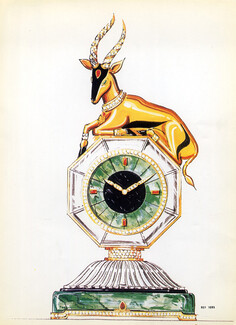 Jewel Small Clock - Gazelle Horned Animal