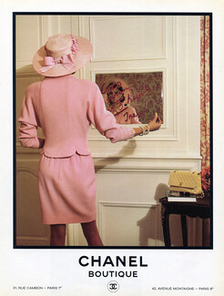 Chanel Boutique 1988 Inès de la Fressange, Pink Suit Hat Handbag