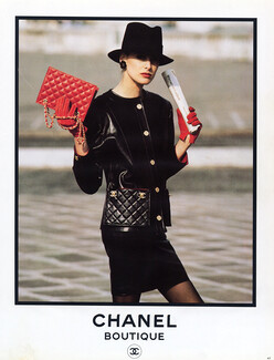 Chanel Boutique 1987 Handbag, Gloves.. Inès De La Fressange