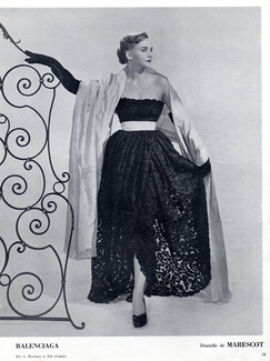 Balenciaga 1951 black embroidery Evening Gown, Marescot