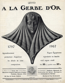 La Gerbe d'Or (Jewels) 1906 Brooch Egyptian face