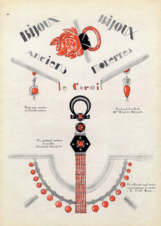 Georges Fouquet 1927 The Coral Pendant Earrings Necklace Art Deco, Mme Raquel Meller, Dimitri Bouchène