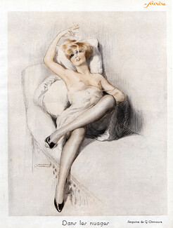 Gaston Cirmeuse 1926 Sexy Girl topless, Smoker