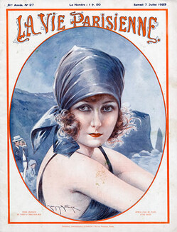 Millière 1923 Bathing Beauty Portrait, La Vie Parisienne Cover