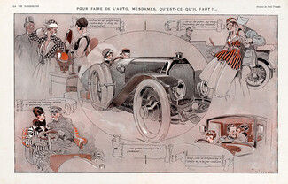 René Vincent 1916 Elegant Parisienne And Automobile