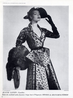 Lanvin-Castillo (Couture) 1951 Cocktail Dress, Bianchini Férier (Fabric)