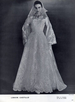 Lanvin Castillo 1956 Wedding Dress, Photo Pierre André, Embroidery Lace
