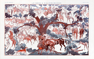 Vald'Es 1923 Equestrianism in Woods Amazone Polo Horses