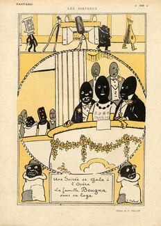 Georges Delaw 1918 "Les Parvenus" A l'Opéra, La Famille Bougnat dans sa loge, The Upstarts Gala Evening Family Coalman Bougnat