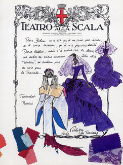 Marc Bohan 1984 "Teatro alla Scala" Costumes La Traviata, Maria Callas, 2 pages