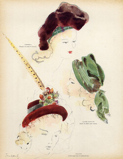 Jean Moral 1945 Hats, Gabrielle, Claude Saint-Cyr, Paulette