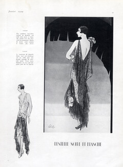 Callot Soeurs 1929 backless black lace Evening Gown, Lee Creelman Erickson