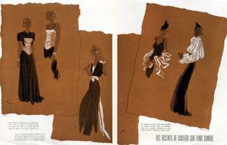 Paquin Robert Piguet 1938 "Des accents de couleur sur fond sombre" Evening Gown, Benito