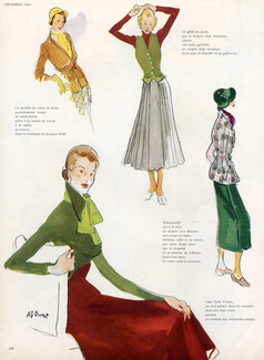 Lola Prussac, Schiaparelli, Fath 1948 Fashion Sport, Alfredo Bouret