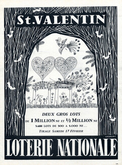 Loterie Nationale 1962 Birds "Saint Valentin" Lesourt