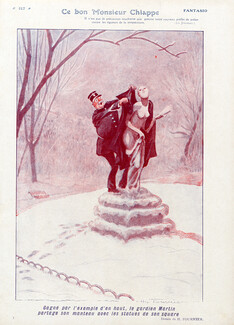 Henry Fournier 1928 Policeman Coats Statue Winter