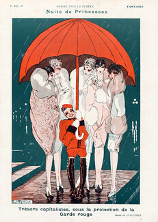 Guillemin 1928 "Nuits de Princesses" Elegants Bellhop Umbrella Roaring Twenties