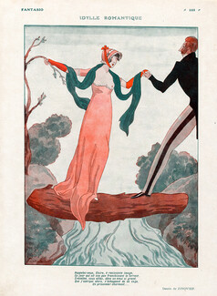 Alexandre Zinoview 1928 Idylle Romantique, Romanticism Idyll, Topless 19th Century Costumes