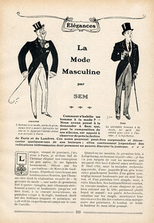 La Mode Masculine, 1906 - Men's Clothing The Fashionable Man, Text and drawings by SEM, Texte par SEM, 12 pages