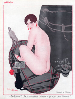 Sacha Zaliouk 1926 Sexy Nude Girl, Cat