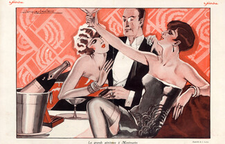 Jacques Leclerc 1926 Elegants Attractive Girls Cabaret Champain Roaring Twenties