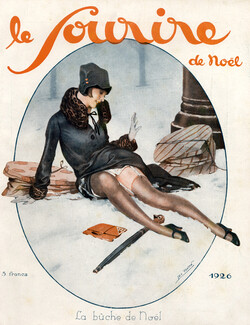 Léo Fontan 1926 La Bûche de Noël Elegant Parisienne Stockings Hosiery