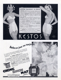 Crème Simon (Cosmetics) 1934 Kestos Girdles