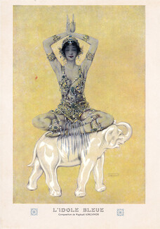 Raphaël Kirchner 1913 The blue idol Oriental Costume Chorus Girl Elephant