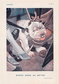George E. Studdy 1925 Bonzo in the Subway Caricature Bull-Dog
