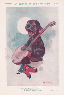George E. Studdy 1922 Bonzo Sonata in the Moonlight Caricature Bull-dog Puppet