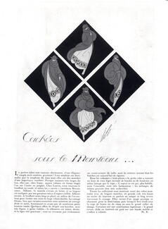 Cachées sous le Manteau..., 1922 - Erté Coats Dresses Fashion Illustration, Texte par M. R.