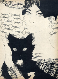 Givenchy 1958 Jewels Baschmakoff Cat Portrait